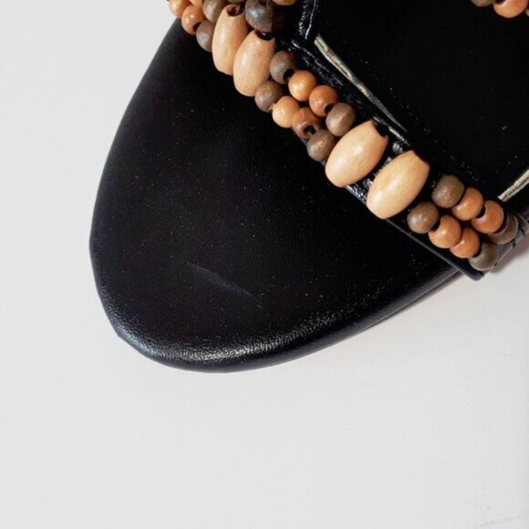 NWT Zara black & brown beaded open toe heeled strappy gladiator sandal, 6 - Picture 11 of 12